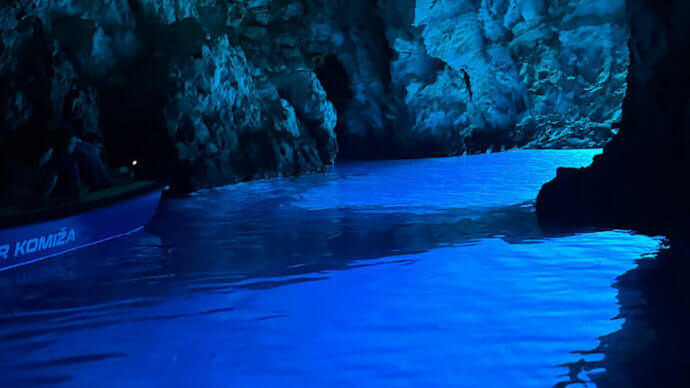 Inside the Blue Cave on Biševo Island, a highlight of the Blue Cave & Hvar Tour from Split