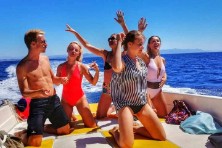 Guests enjoying speedboat ride on Blue Cave & Hvar Tour from Split