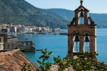 Bell tower in Komiža on Vis island, seen on cave tour