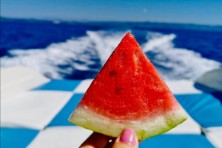 Watermelon on speedboat during summer island tour from Split